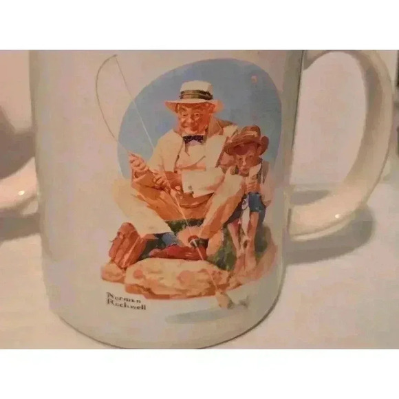 Norman Rockwell Mugs Set of 4 White - Picture 5 of 16